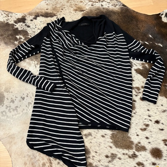 ALL SAINTS Wool Wrap‎ Drina Striped Cardigan Size 0 - Picture 2 of 6